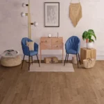 Bohemian room interior featuring light oak wood floors