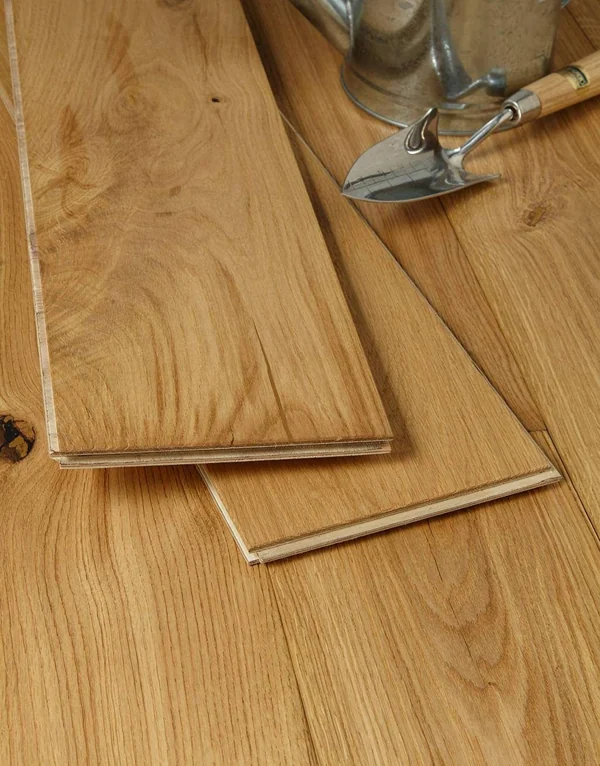 Detail of tongue and groove oak floor planks.