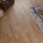 High-angle view of engineered wood flooring